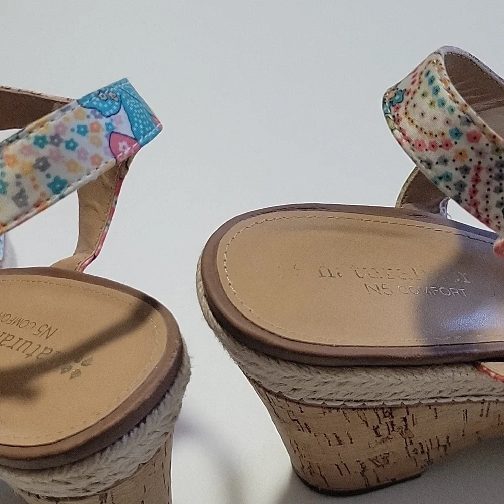 Naturalizer Multicolor Women's Cork Wedge Sandals Sz 8.5